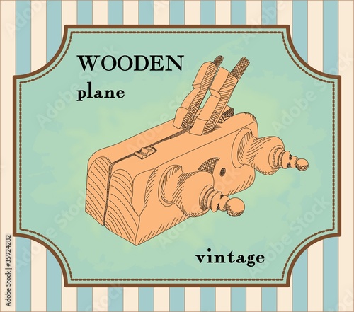 hand drawn wooden plane, handplane