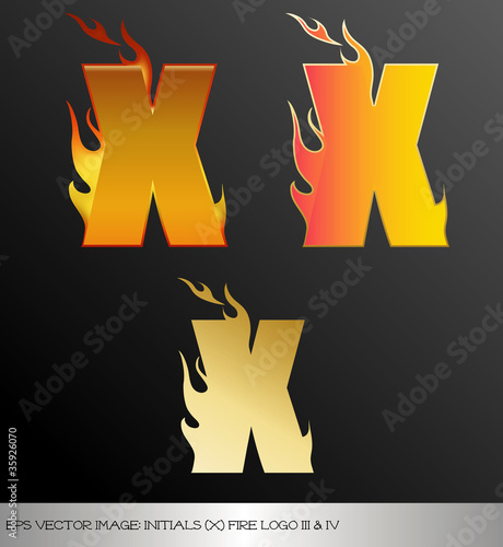 eps Vector image: initials (x)  metallic fire logo Ⅴ
