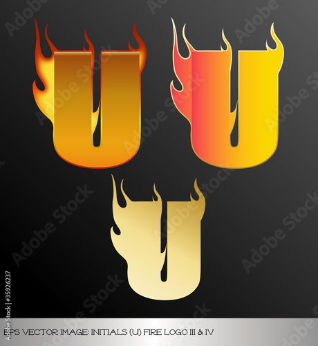 eps Vector image: initials (u)  metallic fire logo Ⅴ