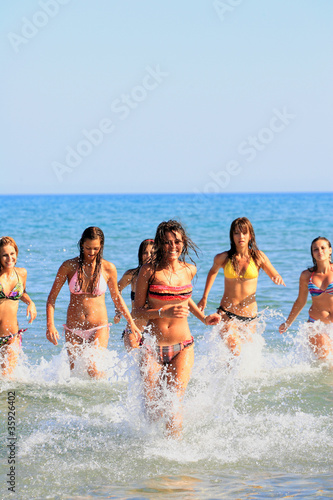 Attractive girls on the beach