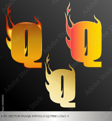 eps Vector image: initials (q)  metallic fire logo Ⅴ