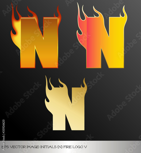 eps Vector image: initials (n)  metallic fire logo Ⅴ