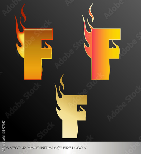 eps Vector image: initials (f)  metallic fire logo Ⅴ