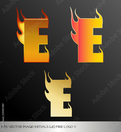 eps Vector image: initials (e)  metallic fire logo Ⅴ