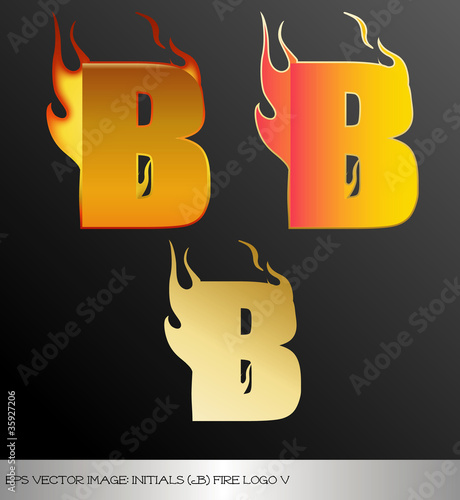 eps Vector image: initials (b)  metallic fire logo Ⅴ