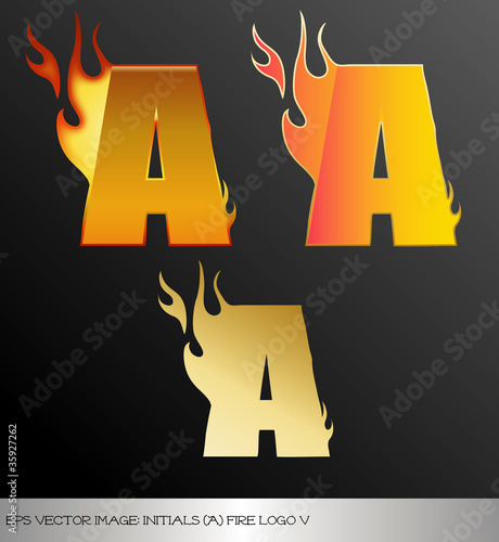 eps Vector image: initials (a)  metallic fire logo Ⅴ