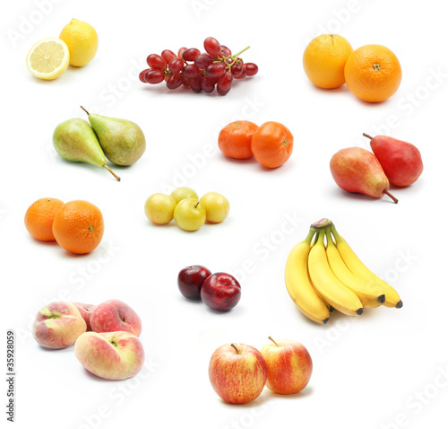 Fruit collection on white background