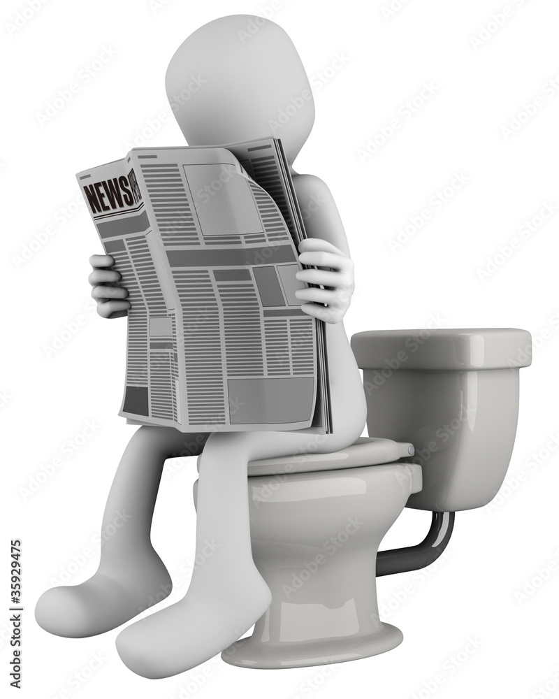 トイレで新聞を読む人 左 Stock イラスト Adobe Stock