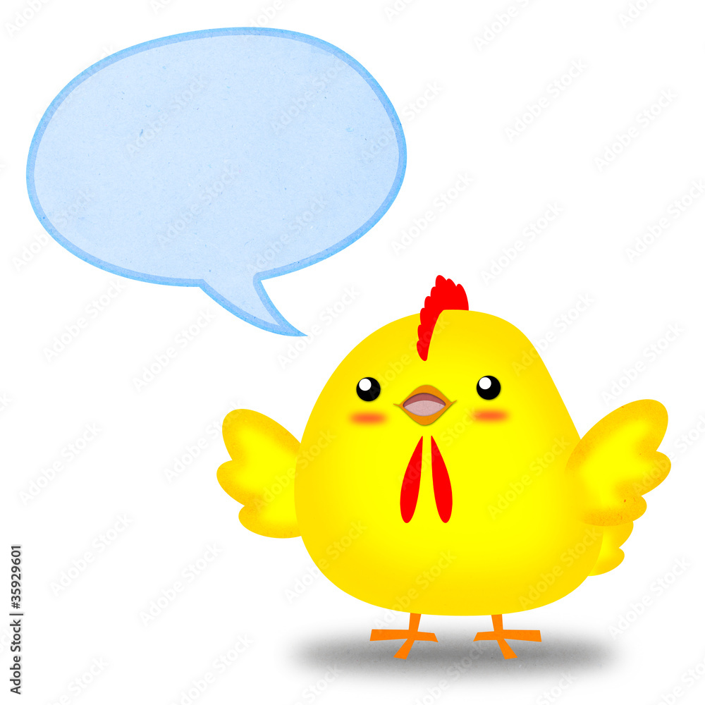 chicken cartoon speaking with text box, isolated on white chicken cartoon speaking with text box, isolated on white