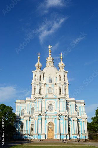 Smolny Cathedral on a sunny summer day