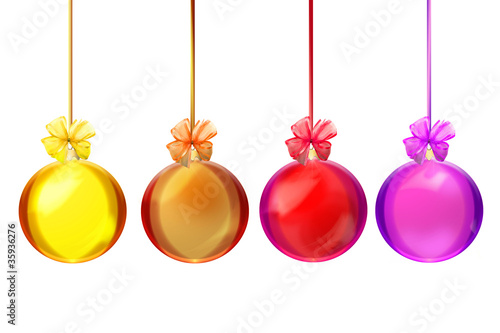 row of Multi-colored Christmas with ribbon