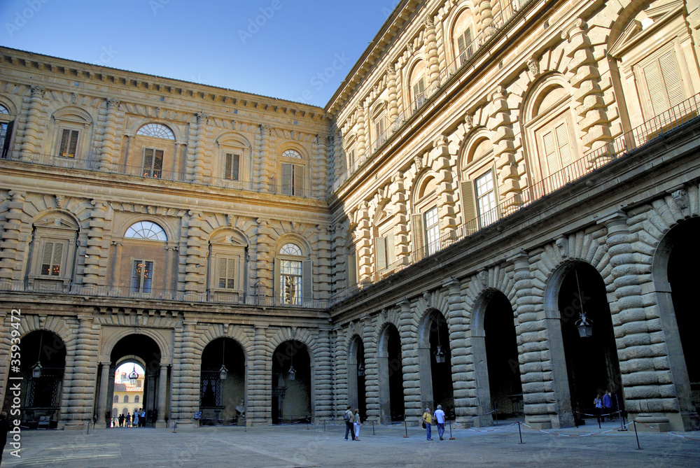 Courtyard of the Pitti Palace in Florence Tuscany Italy