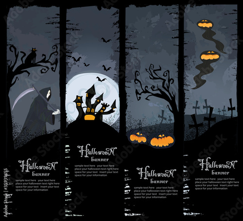 Set of four Halloween banners. Standard size.