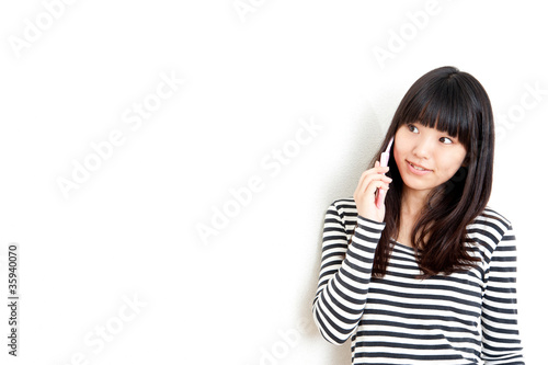 pretty asian woman using cellphone