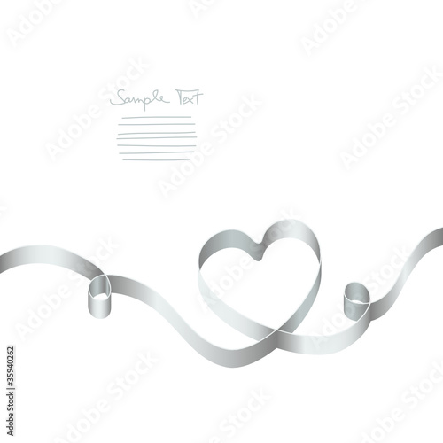 Silver Ribbon Heart 2 Swirls