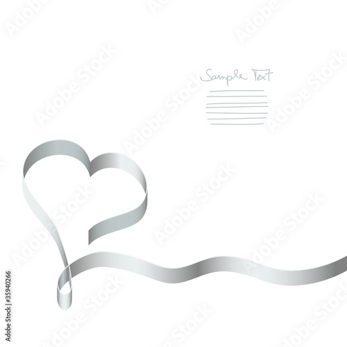 Card Silver Ribbon Heart