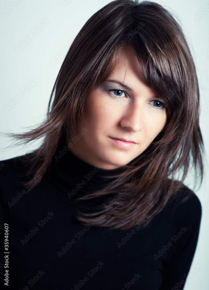 Closeup portrait of beautiful brunette woman Closeup portrait of beautiful brunette woman