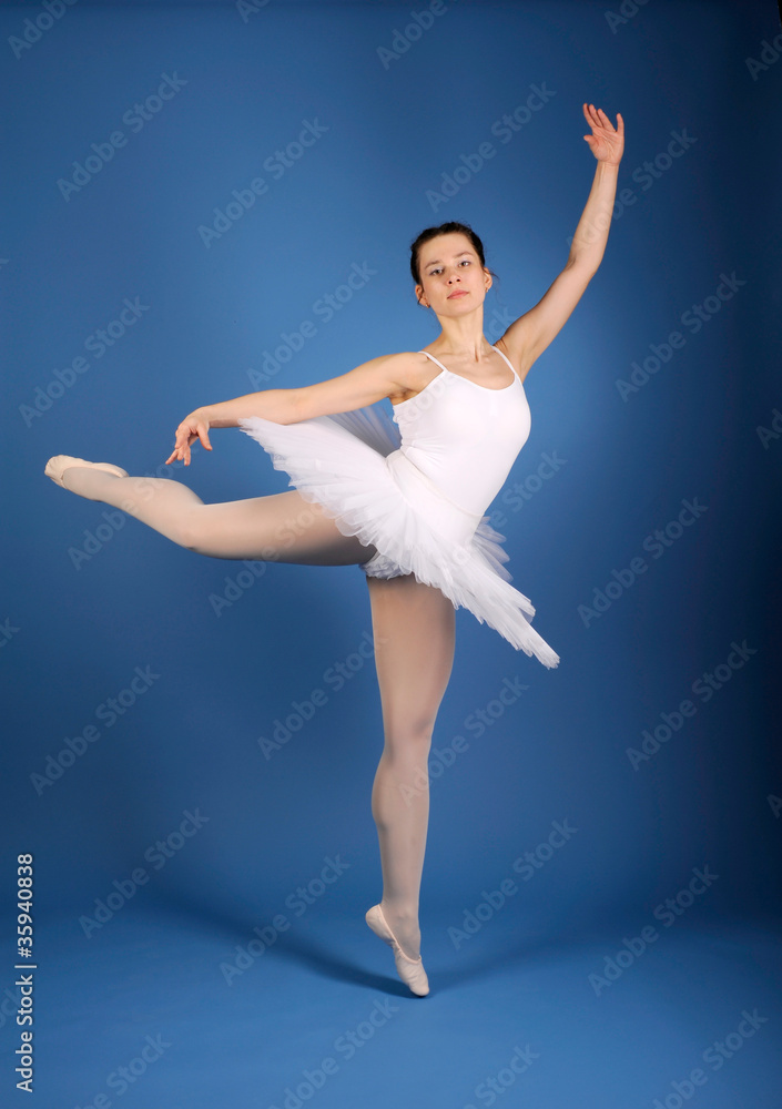 Obraz premium Ballet dancer posing in white tutu