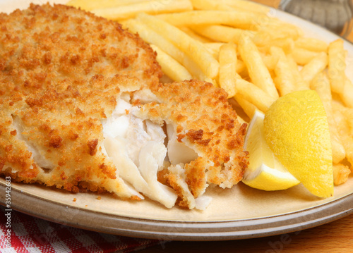Quadro su tela Breaded Fish Fillet & Fries