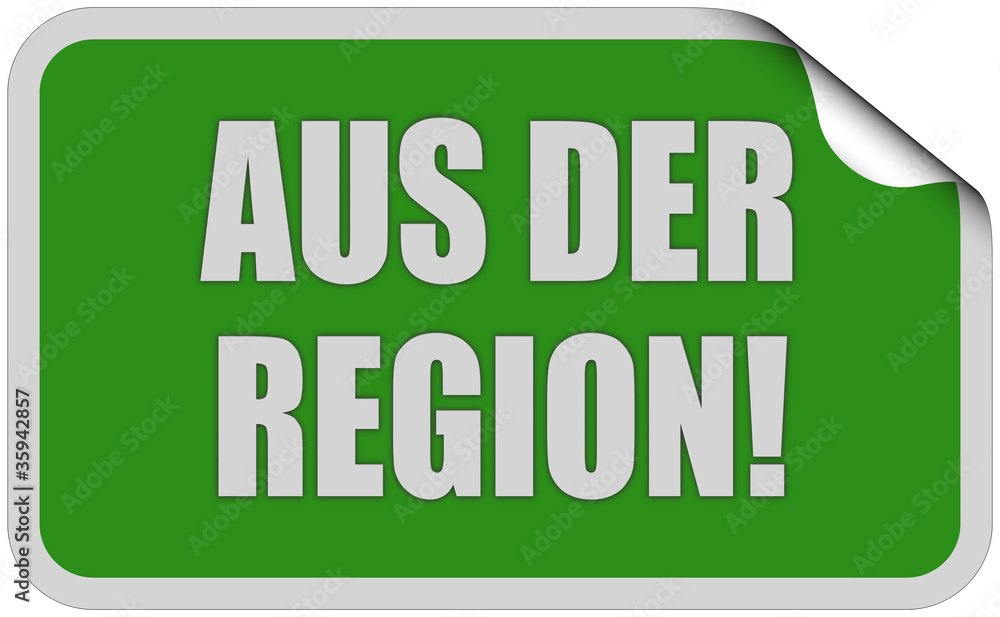 Sticker grün eckig curl oben AUS DER REGION Sticker grün eckig curl oben AUS DER REGION