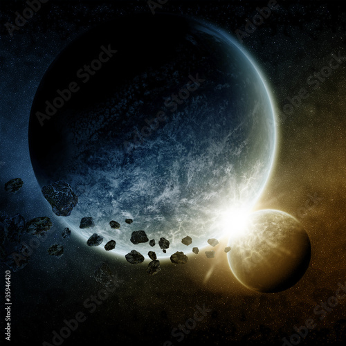 Planet space design illustration © sdecoret