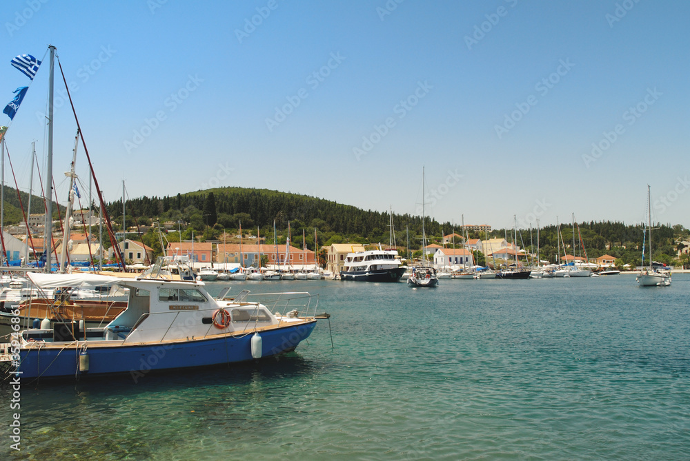 Fiskardo Harbour on Islan of Kephalonia Greece