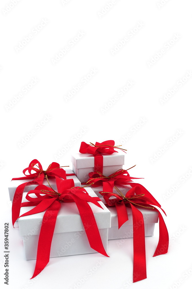 Christmas gift with red ribbon Christmas gift with red ribbon