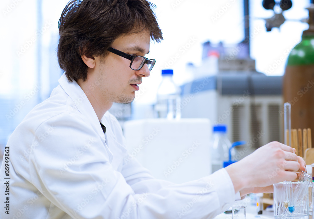 young, male researcher/chemistry student