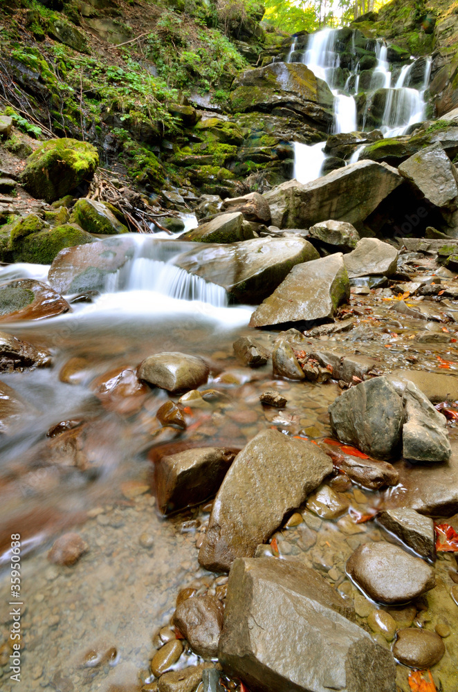 Clear Waterfall Flowing Vertical