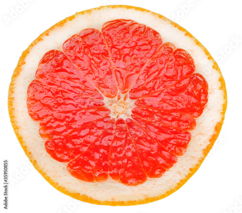 red grapefruit  slice isolated on white background