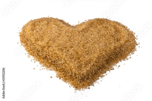 Heart from not refined reed granulated sugar