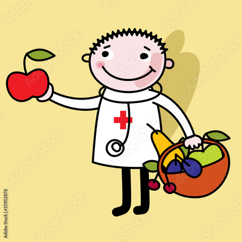 Arzt mit Obst