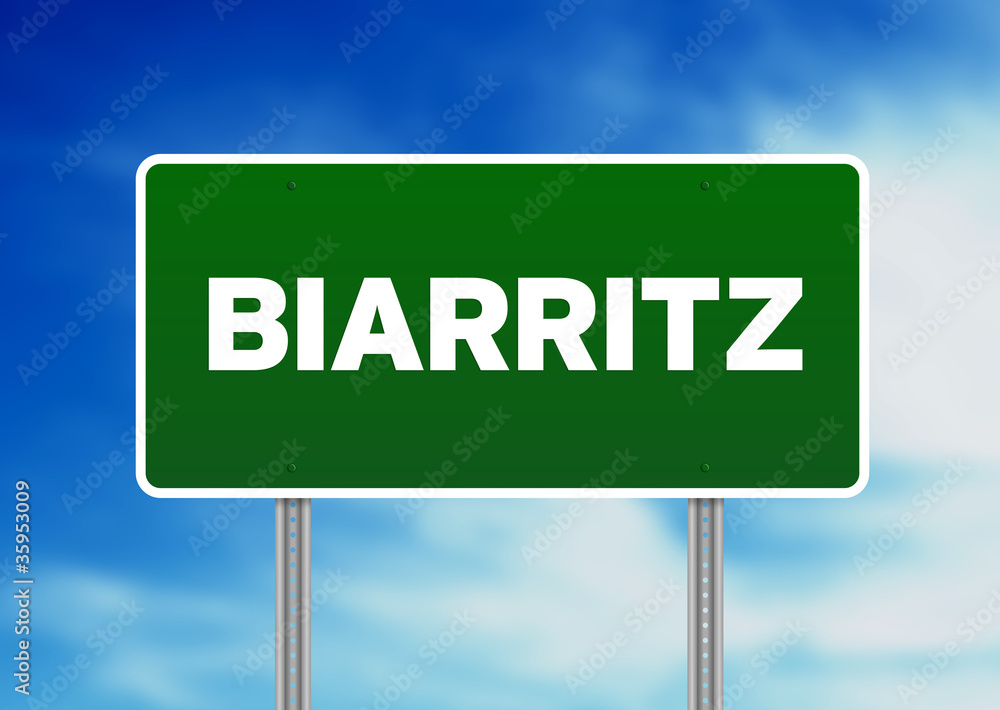 Green Road Sign - Biarritz, France Green Road Sign - Biarritz, France