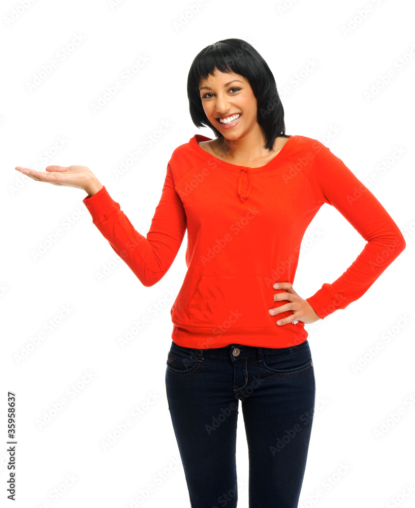 Showing with open palm