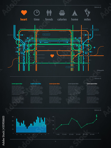 infographics element with a map of the city or metro