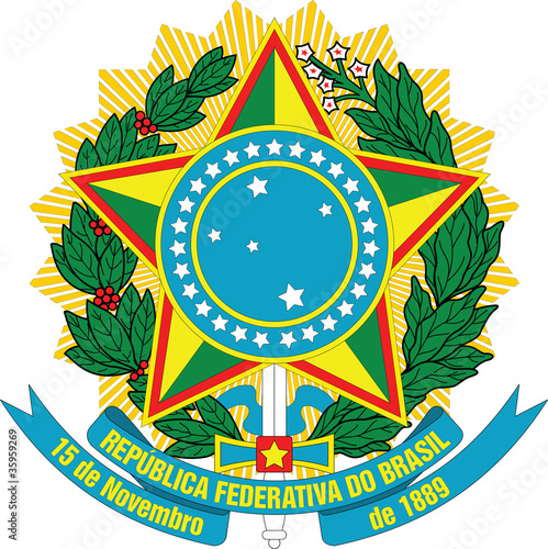 Detailed vector coat of arms of Brazil