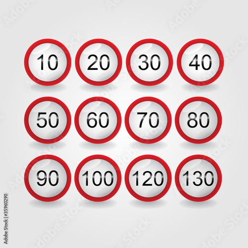 set of road sign speed limit - illustration