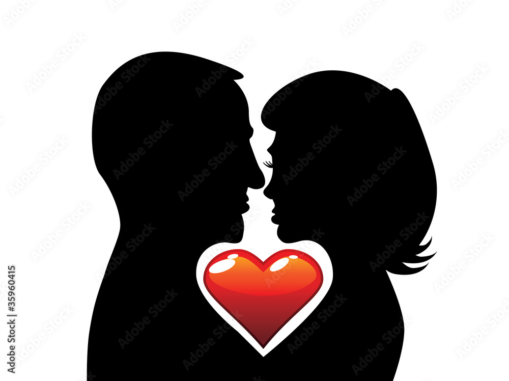 couple in love - silhouette illustration