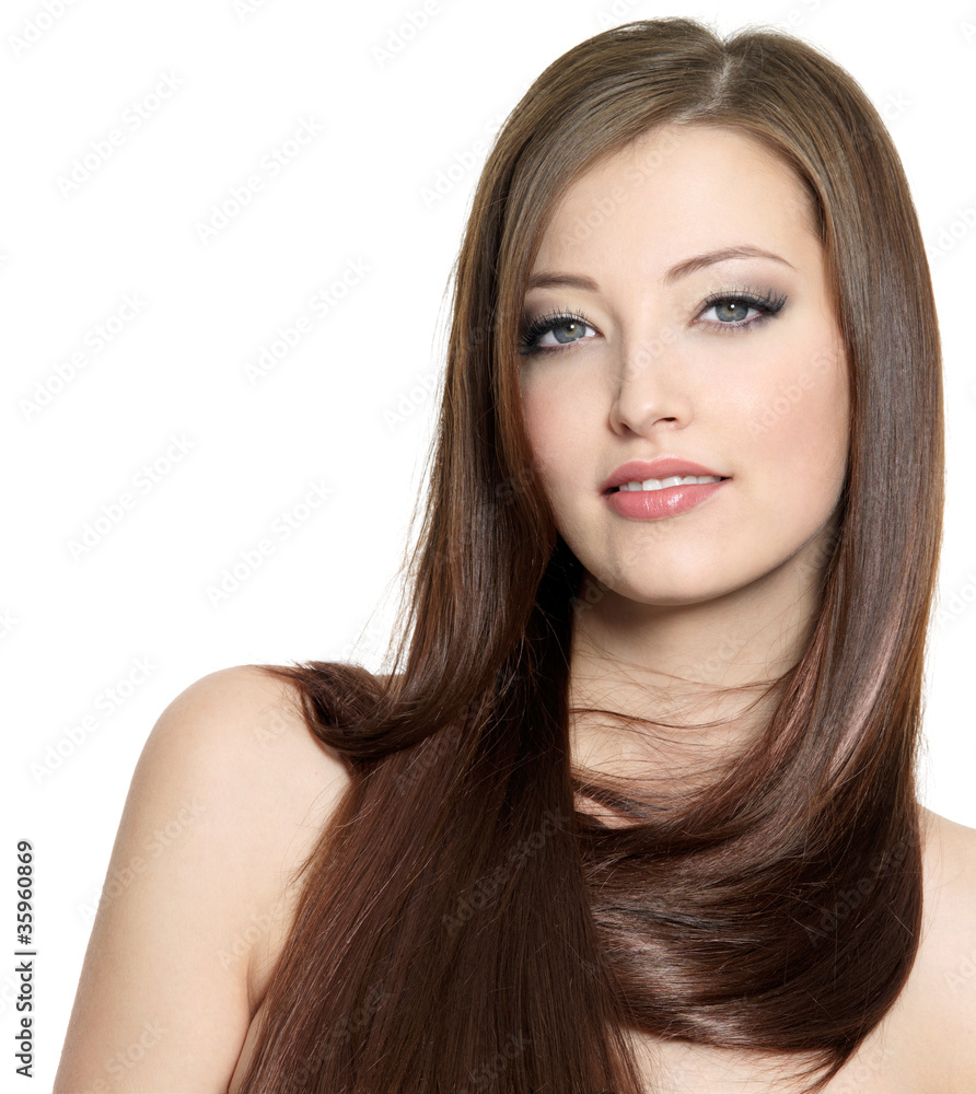 Beautiful woman with healthy long hair - isolated Beautiful woman with healthy long hair - isolated