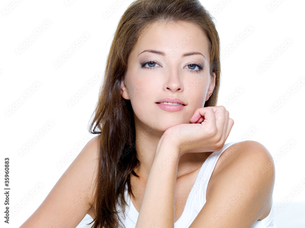 Healthy face of a beautiful young woman - isolated Healthy face of a beautiful young woman - isolated