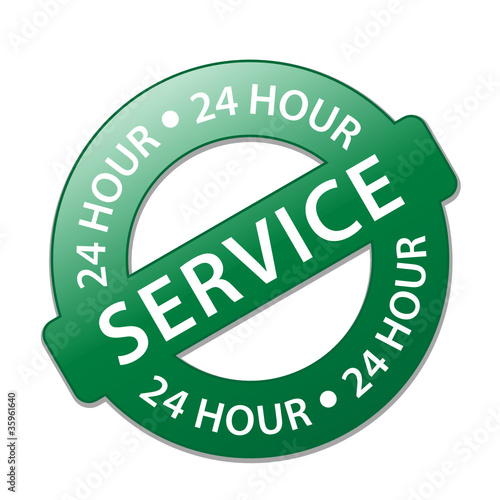 "24 HOUR SERVICE" Stamp (opening hours customer support button)