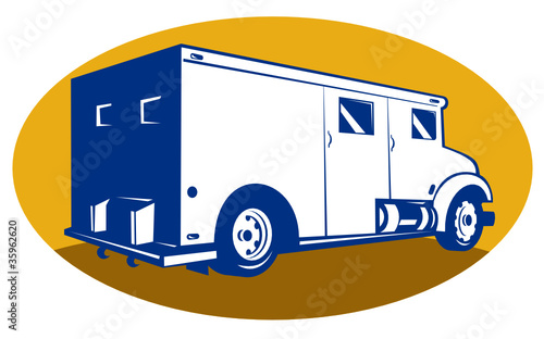 armored car viewed from rear