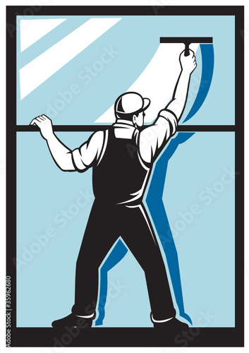 window washer worker cleaning washing