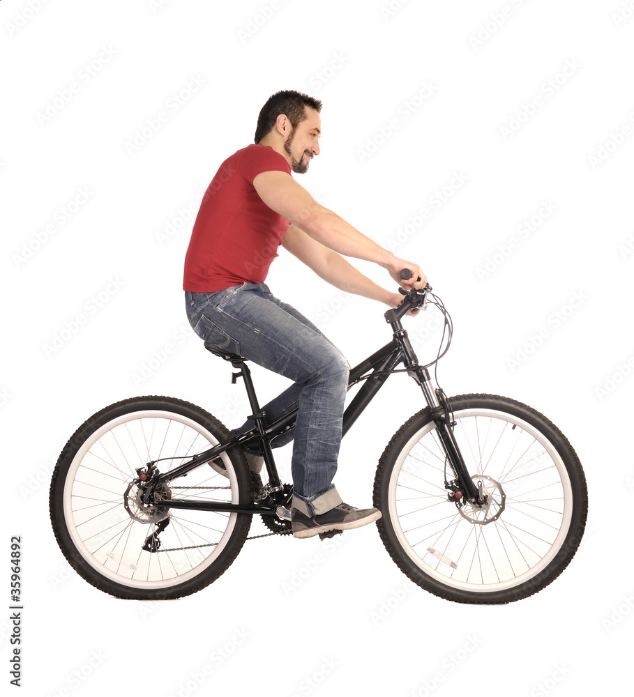bicyclist on white. bicyclist on white.