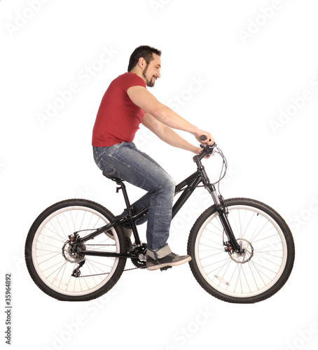 bicyclist on white.