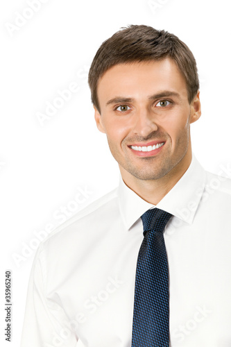 Smiling business man, isolated