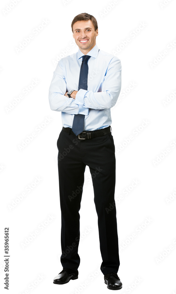 Full body portrait of happy business man, on white Full body portrait of happy business man, on white
