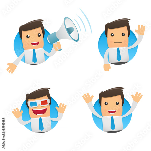 set of funny cartoon manager