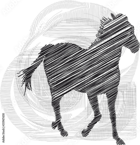 Sketch of abstract horses. Vector illustration