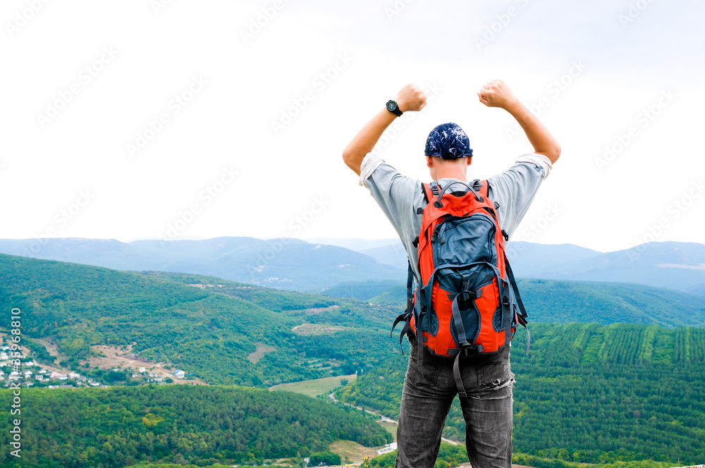 happy man on the mountain